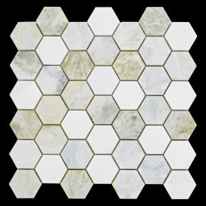 Verde Onyx & Thassos 2"Hexagon Polished
